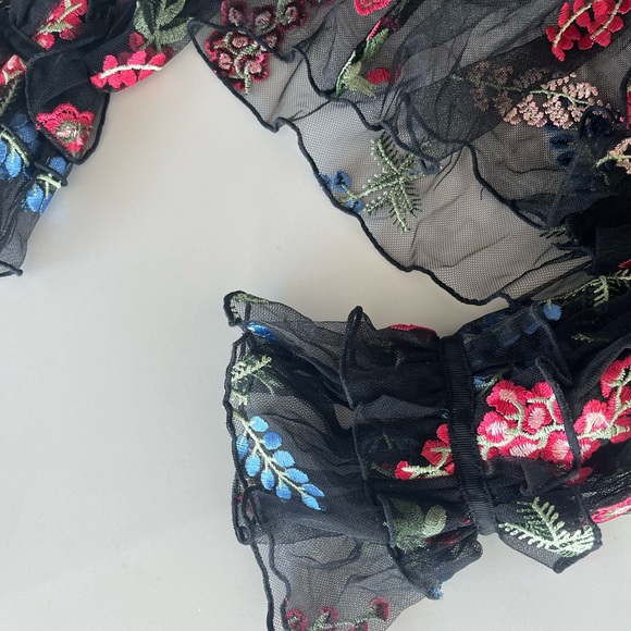 Alice McCall Time Stands Still Ruffled Embroidered Tulle Blouse in Black - Picture 6 of 13